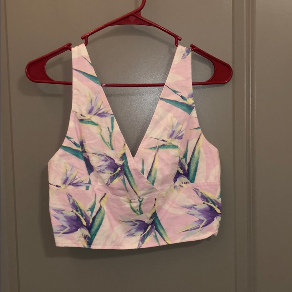 Pink flowers crop top